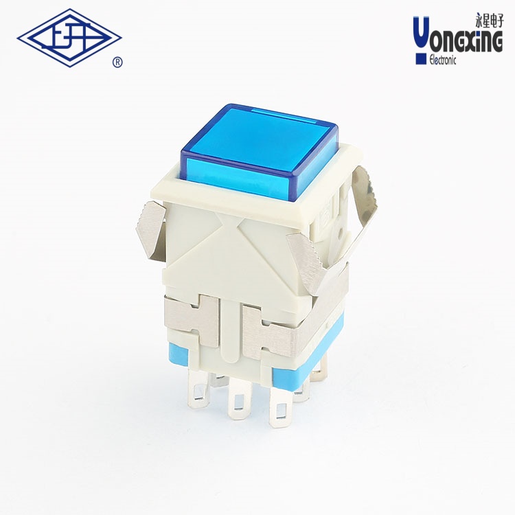 KD2 方形双刀自锁带灯面发光按钮KD2-B21L220-WS-S