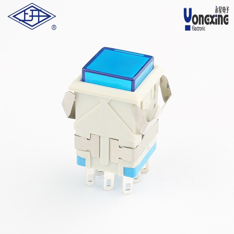 KD2 方形双刀自锁带灯面发光按钮 KD2-B21L24-WS-S
