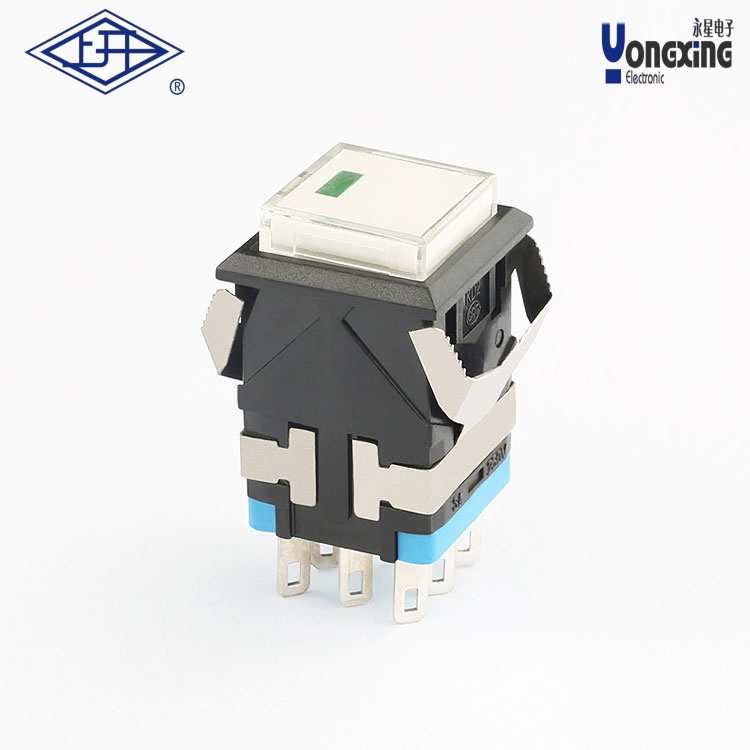 KD2 方形双刀自锁带灯点发光按钮KD2-A21L6D-BW-G