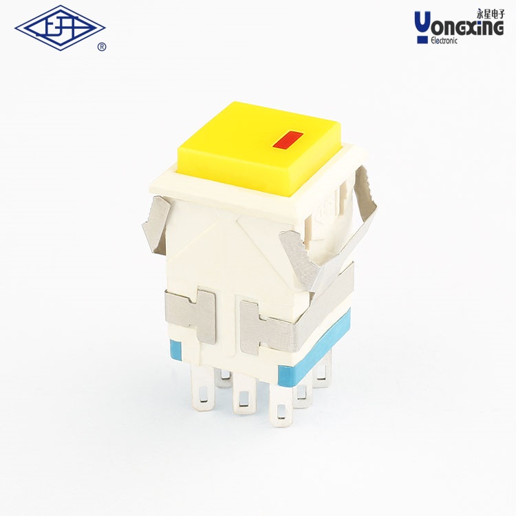 KD2 方形双刀自锁带灯点发光按钮 KD2-A21L24-WY-R