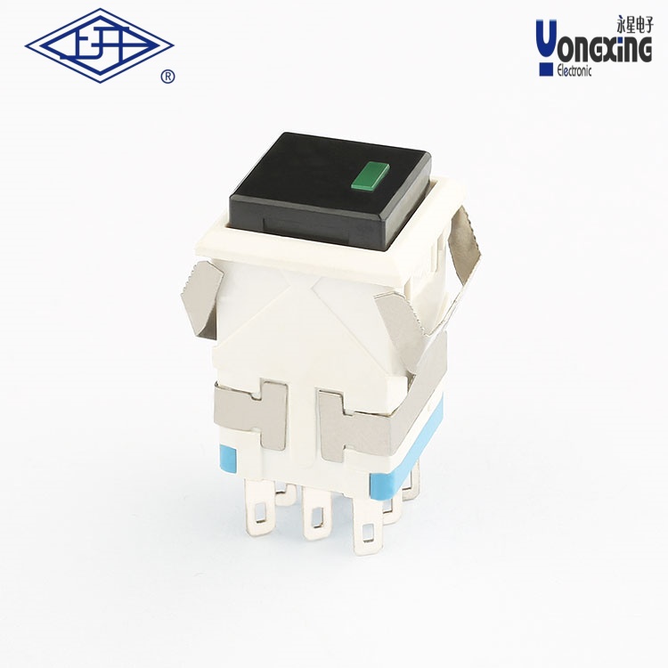KD2 方形双刀自锁带灯点发光按钮KD2-A21L12-WB-G