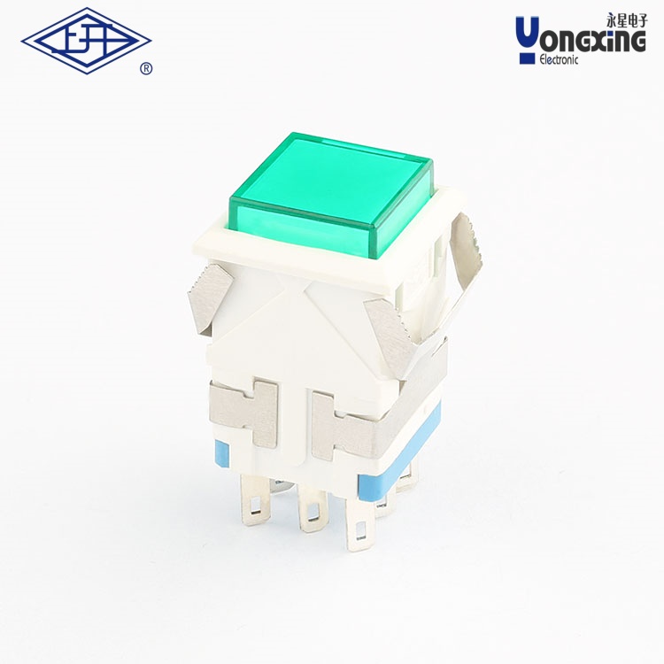 KD2面发光双极无锁带灯按钮开关KD2-B22L12-WG-G