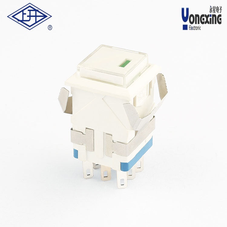 KD2点发光8脚绿灯按钮开关KD2-A21L24-WW-G